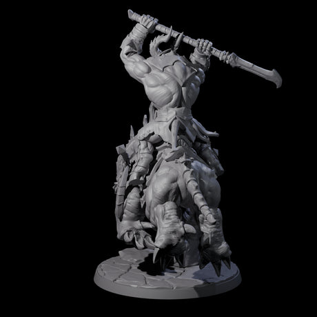 Demonic Ravager riding Hellhound B Miniature for Dungeons and Dragons, Pathfinder or other TTRPGs