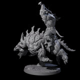 Demonic Ravager riding Hellhound B Miniature for Dungeons and Dragons, Pathfinder or other TTRPGs