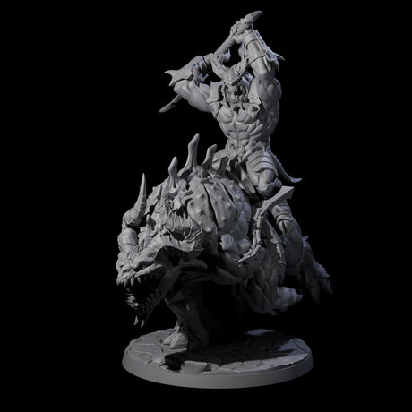 Demonic Ravager riding Hellhound B Miniature for Dungeons and Dragons, Pathfinder or other TTRPGs