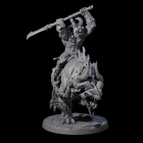 Demonic Ravager riding Hellhound B Miniature for Dungeons and Dragons, Pathfinder or other TTRPGs