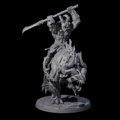 Demonic Ravager riding Hellhound B Miniature for Dungeons and Dragons, Pathfinder or other TTRPGs
