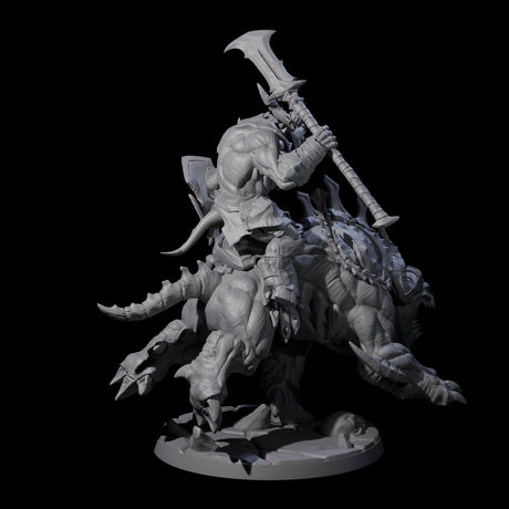 Demonic Ravager riding Hellhound C Miniature for Dungeons and Dragons, Pathfinder or other TTRPGs