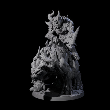 Demonic Ravager riding Hellhound D Miniature for Dungeons and Dragons, Pathfinder or other TTRPGs
