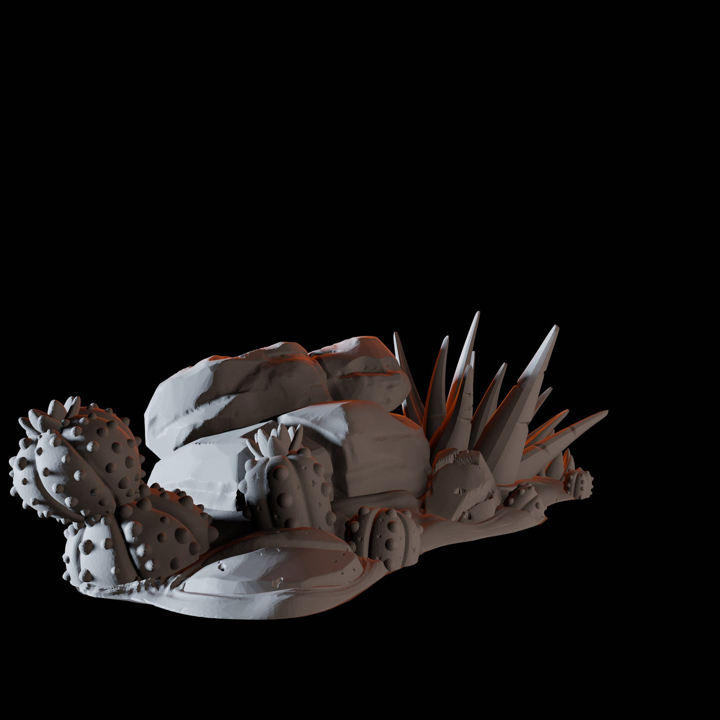 Desert Rocks and Flora Miniature for Dungeons and Dragons, Pathfinder or other TTRPGs
