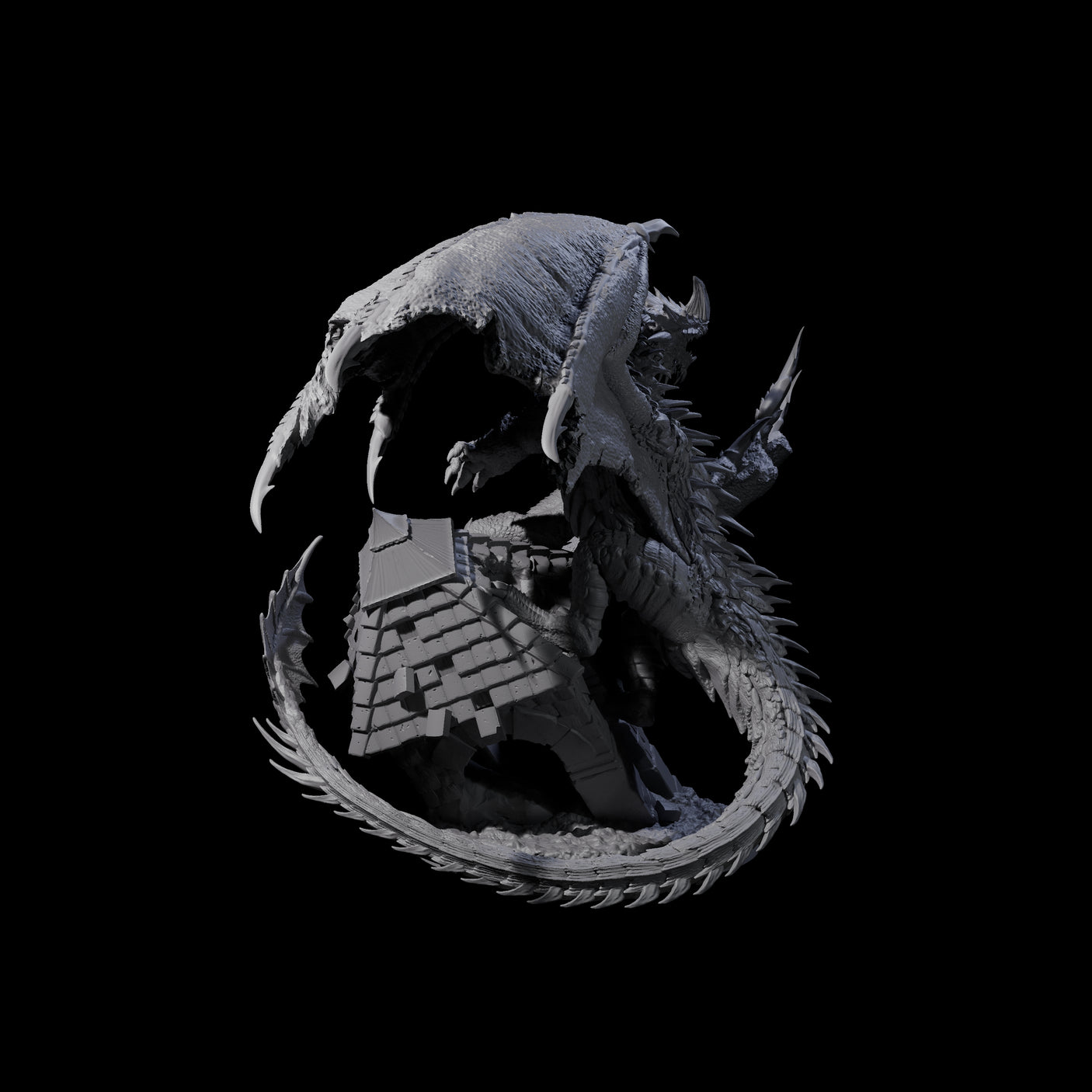 Destroying Chromatic Dragon Miniature for Dungeons and Dragons, Pathfinder or other TTRPGs