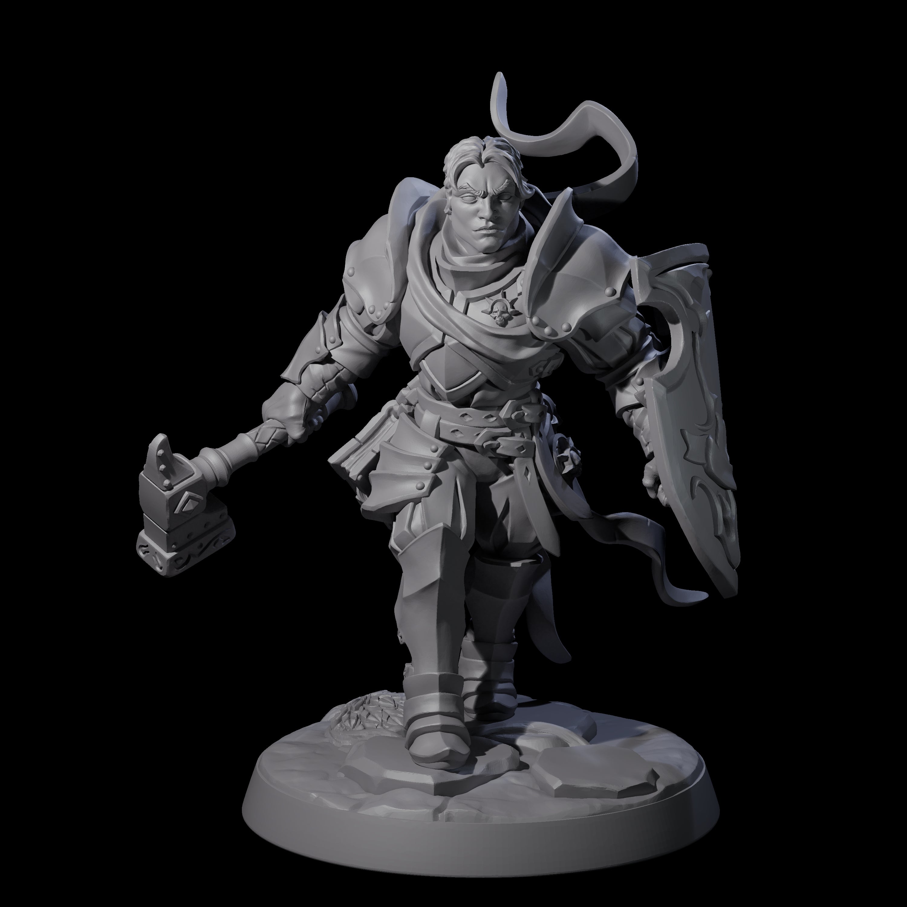 Determined Frowning Paladin Miniature for Dungeons and Dragons, Pathfinder or other TTRPGs