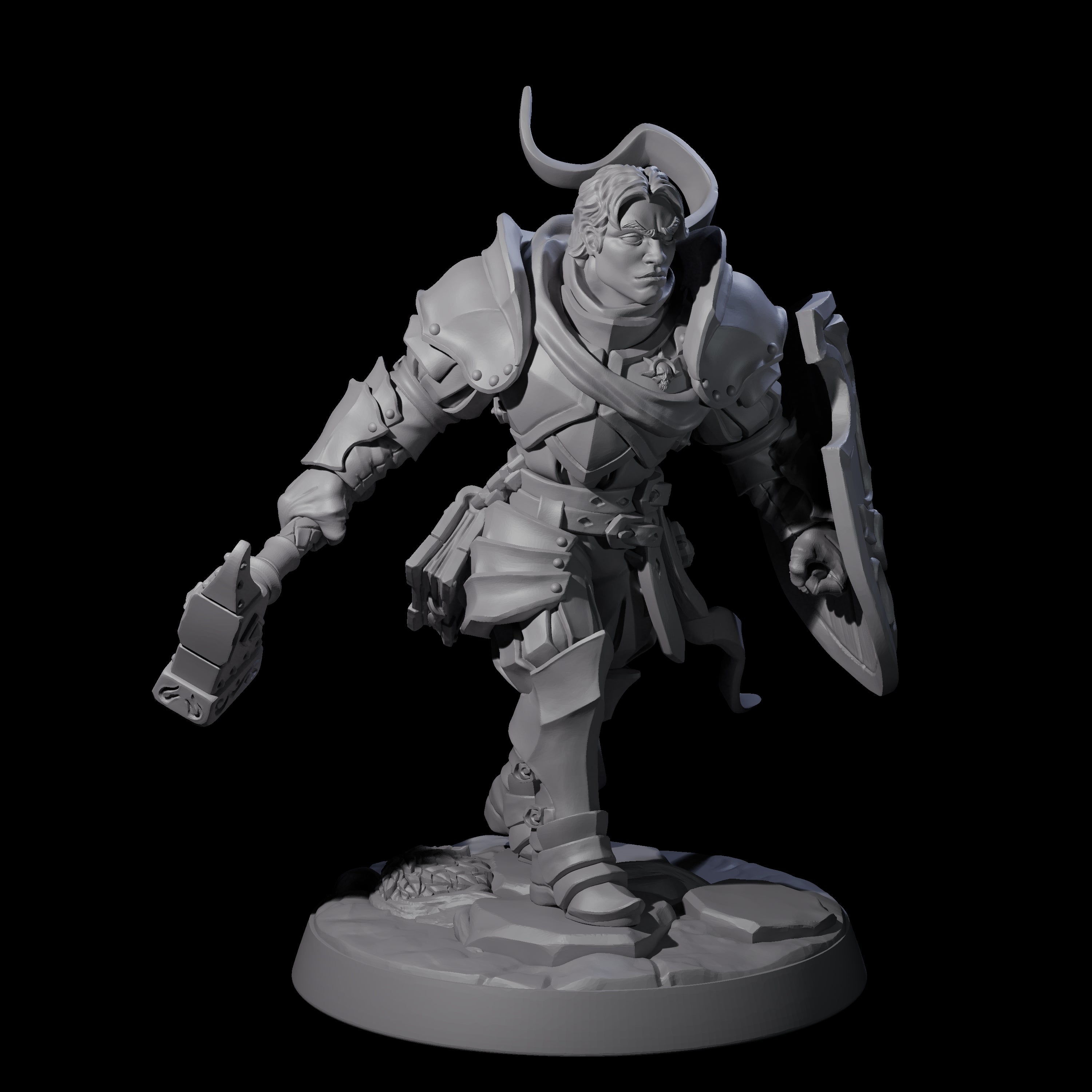 Determined Frowning Paladin Miniature for Dungeons and Dragons, Pathfinder or other TTRPGs