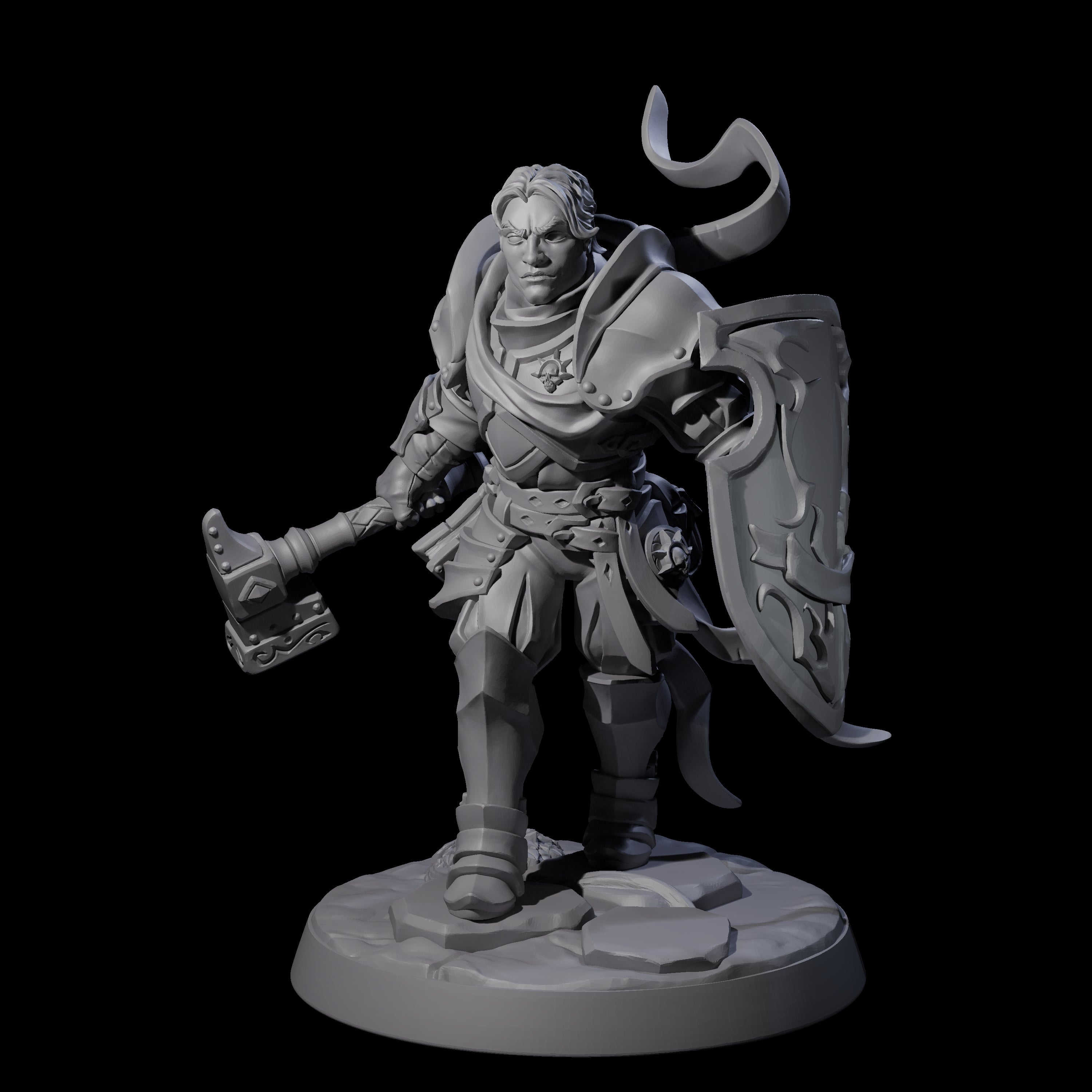 Determined Frowning Paladin Miniature for Dungeons and Dragons, Pathfinder or other TTRPGs