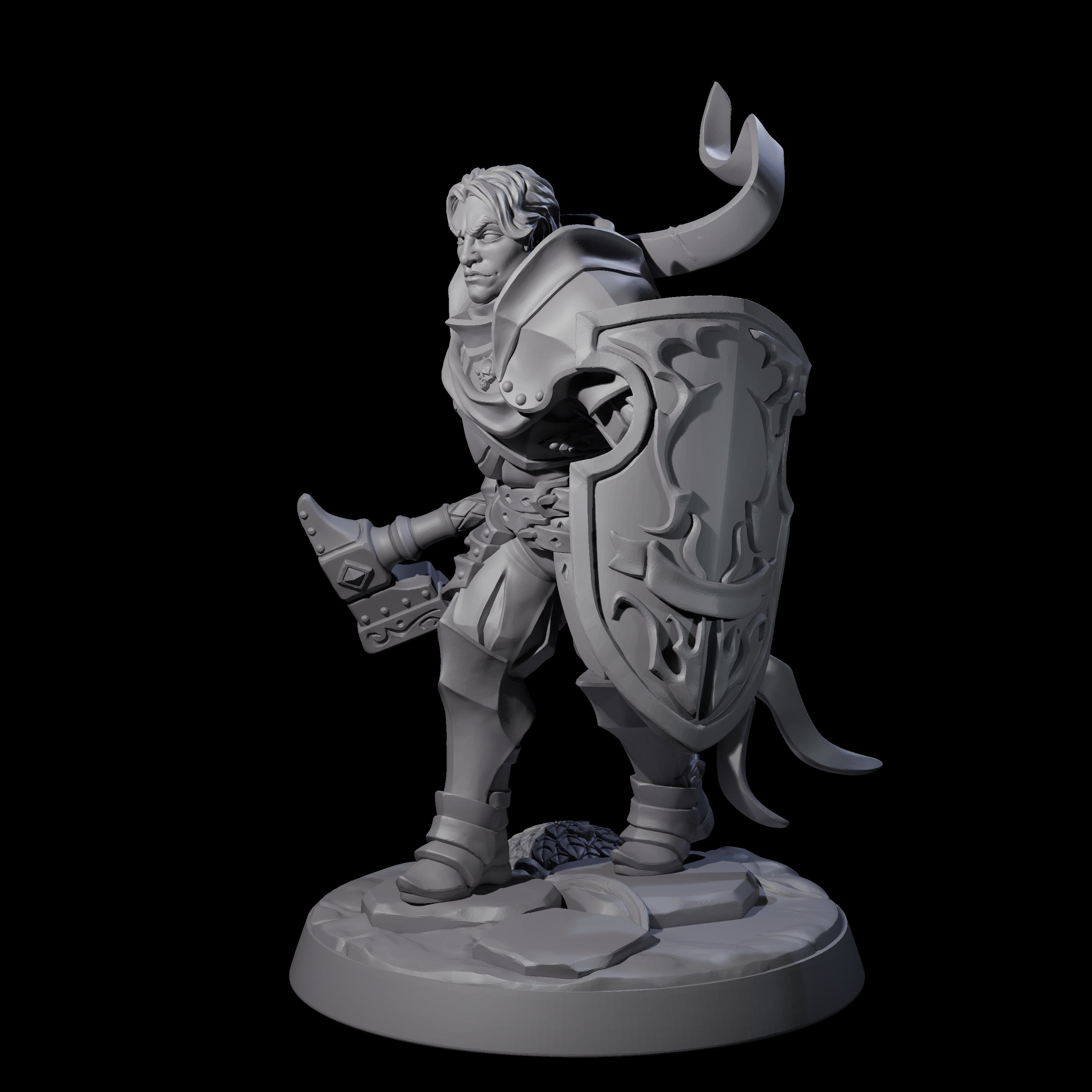 Determined Frowning Paladin Miniature for Dungeons and Dragons, Pathfinder or other TTRPGs