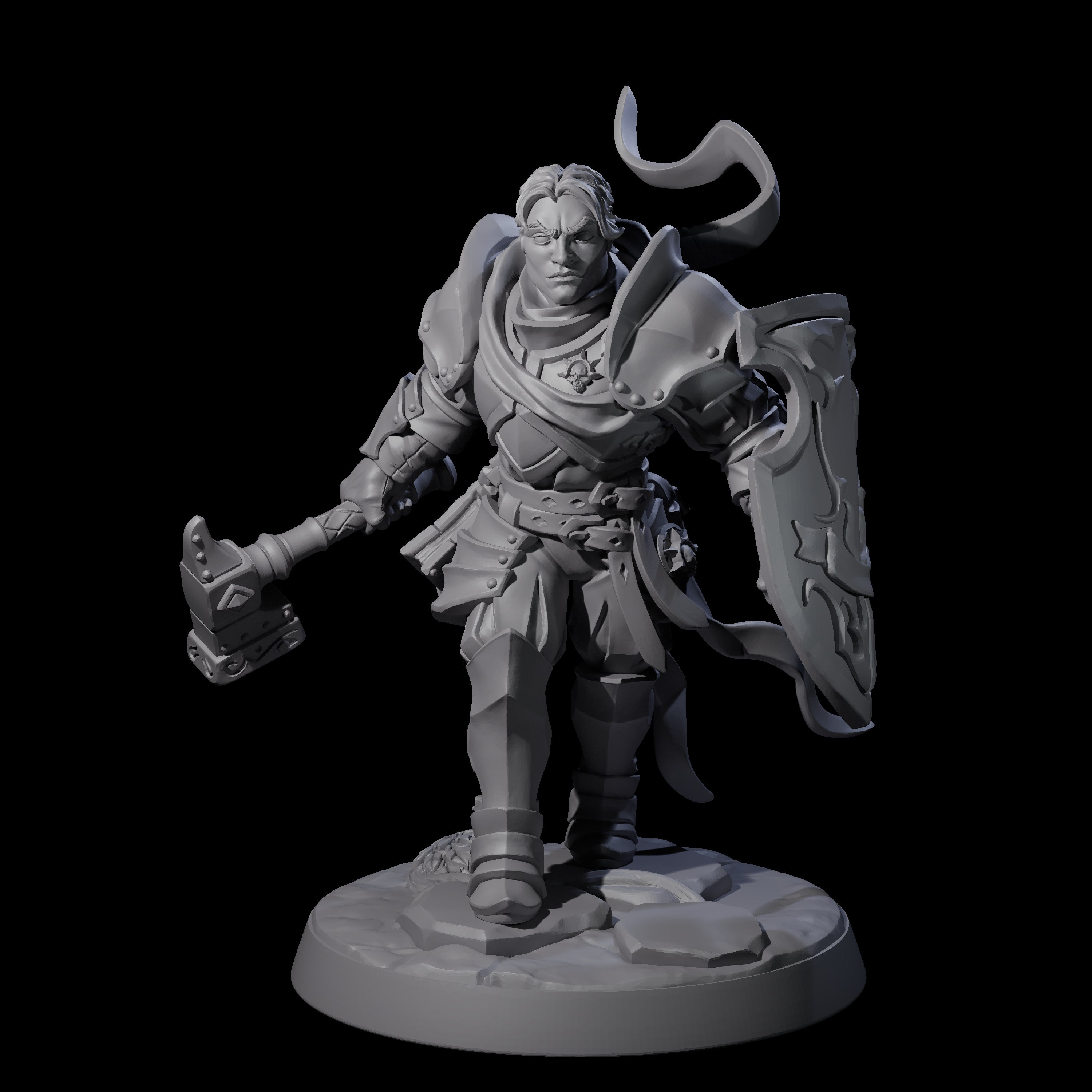 Determined Frowning Paladin Miniature for Dungeons and Dragons, Pathfinder or other TTRPGs