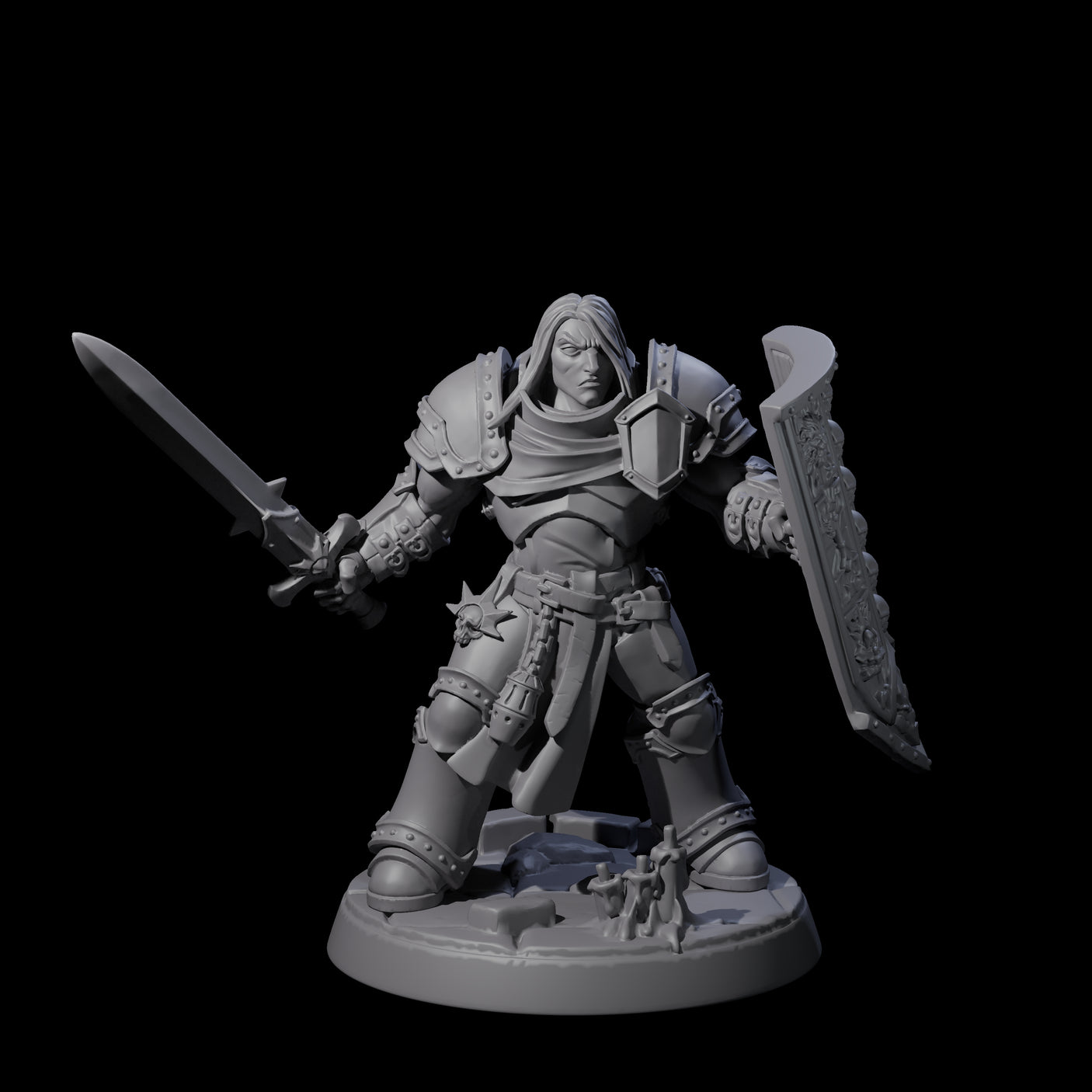 Determined Paladin Warrior A Miniature for Dungeons and Dragons, Pathfinder or other TTRPGs