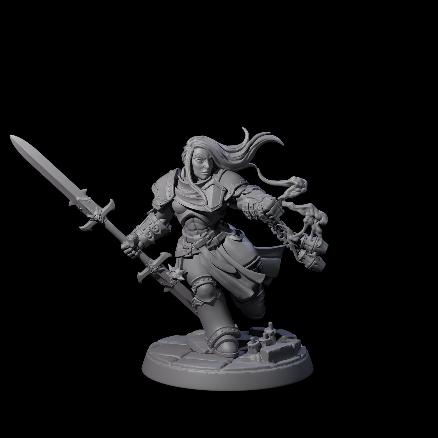 Determined Paladin Warrior E Miniature for Dungeons and Dragons, Pathfinder or other TTRPGs