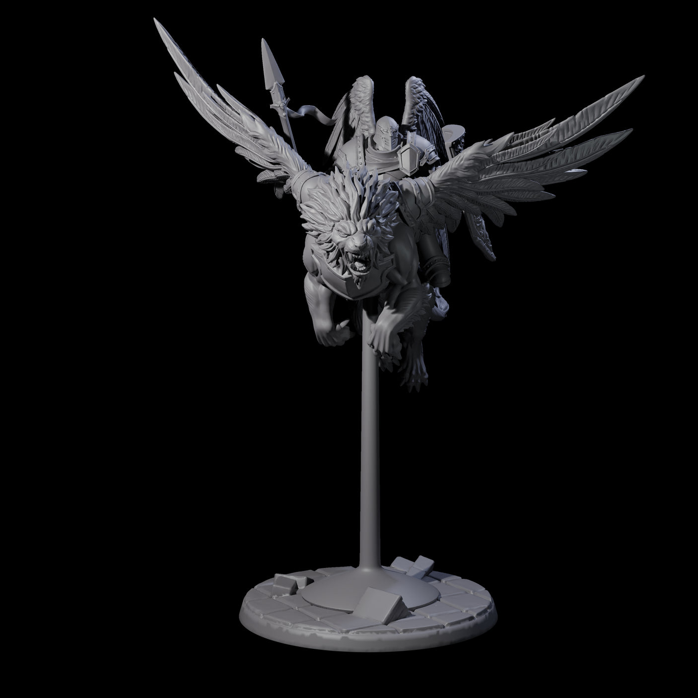 Diving Celestral Cavalry A Miniature for Dungeons and Dragons, Pathfinder or other TTRPGs