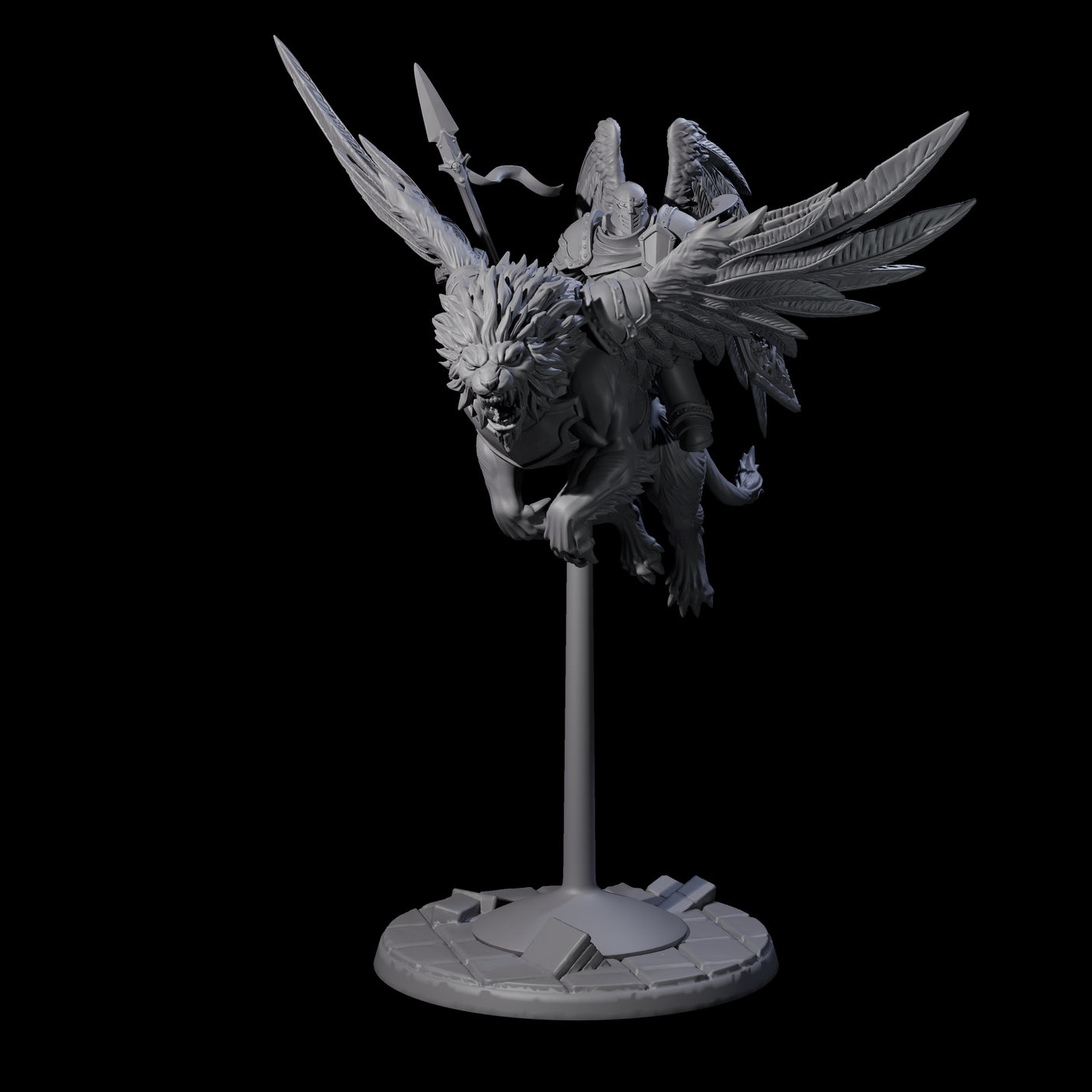 Diving Celestral Cavalry A Miniature for Dungeons and Dragons, Pathfinder or other TTRPGs