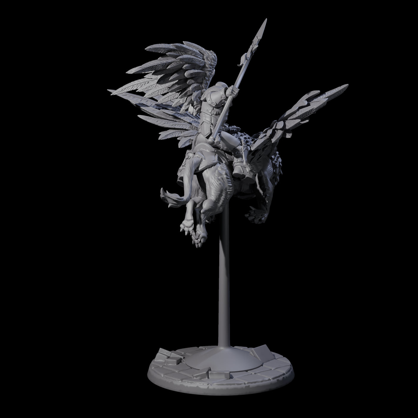 Diving Celestral Cavalry B Miniature for Dungeons and Dragons, Pathfinder or other TTRPGs