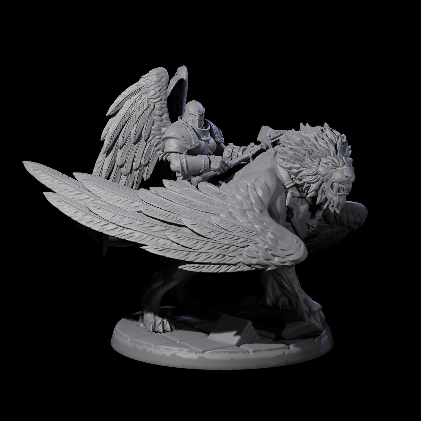 Diving Celestral Cavalry D Miniature for Dungeons and Dragons, Pathfinder or other TTRPGs