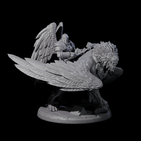 Diving Celestral Cavalry D Miniature for Dungeons and Dragons, Pathfinder or other TTRPGs