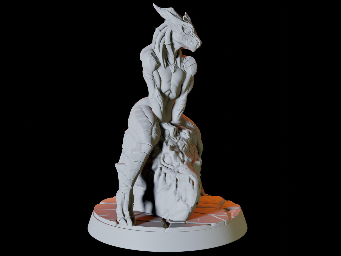 Dragonborn Pin-up Miniature for Dungeons and Dragons, Pathfinder or other TTRPGs