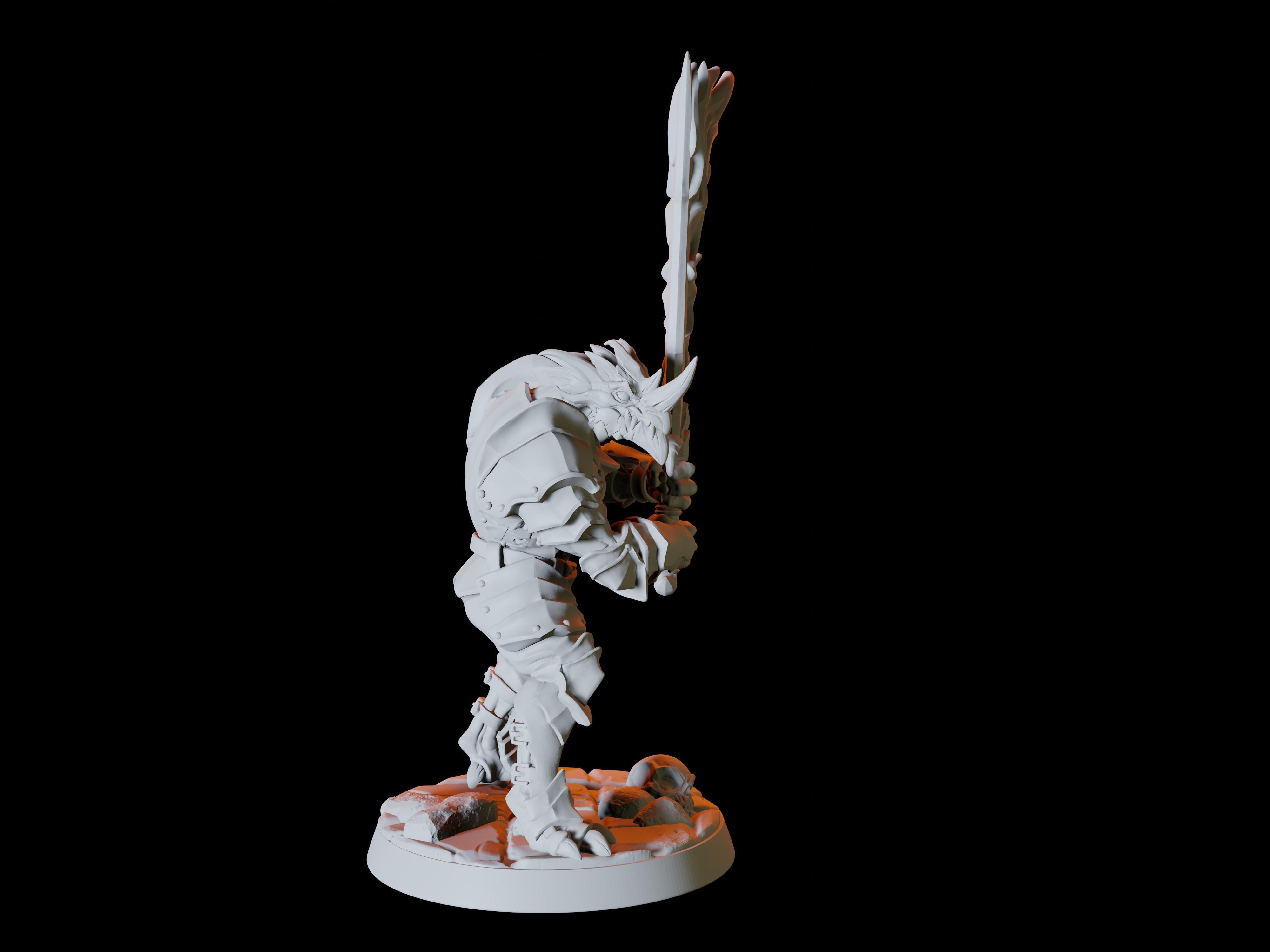 Dragonborn Solider with Double Handed Flaming Sword Miniature for Dungeons and Dragons