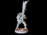 Dragonborn Solider with Double Handed Flaming Sword Miniature for Dungeons and Dragons, Pathfinder or other TTRPGs