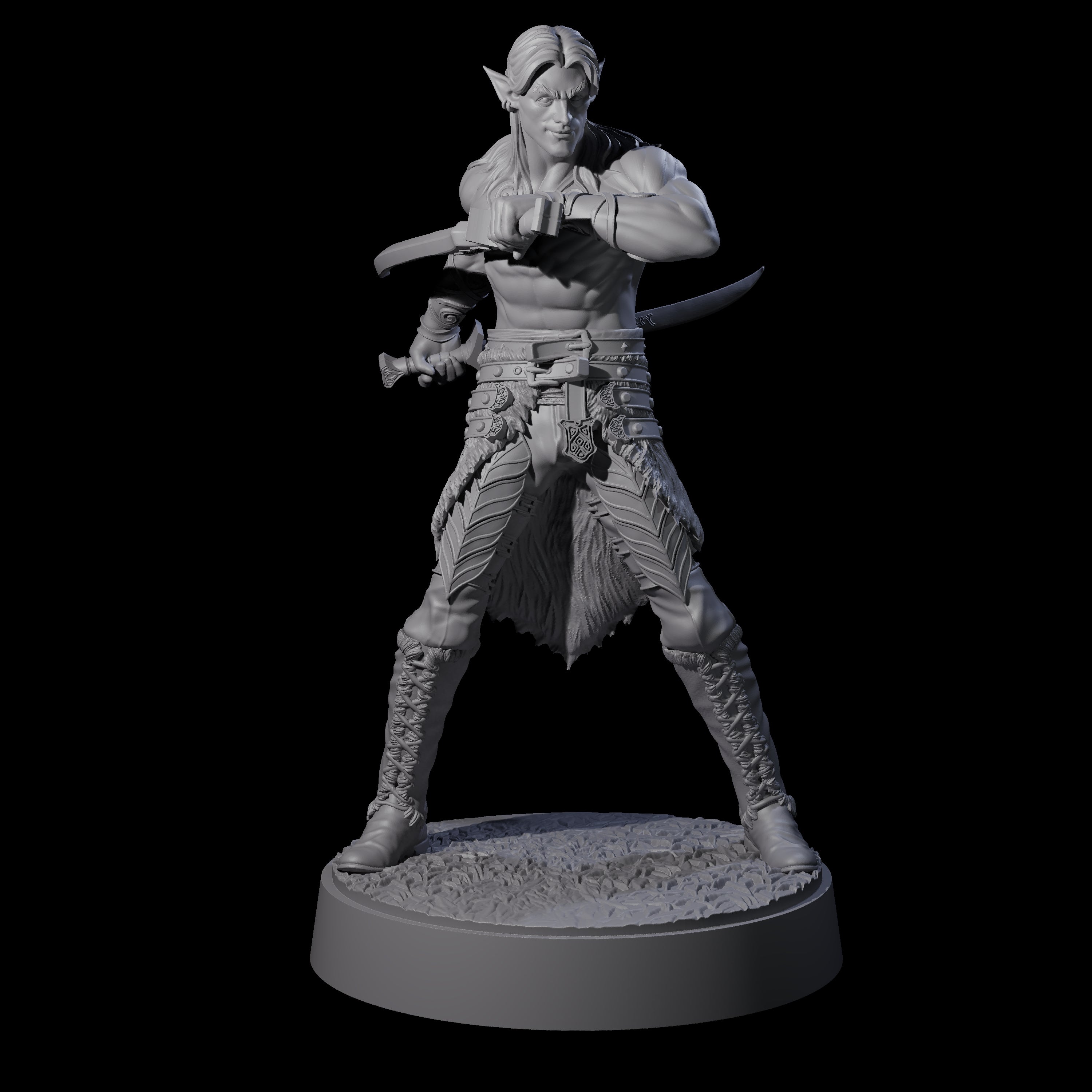 Dralfar - Grinning Blade Dancer Miniature for Dungeons and Dragons, Pathfinder or other TTRPGs