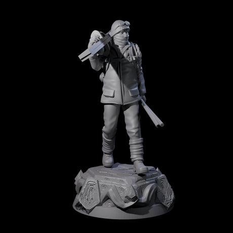 Dressed For The Weather Human Operative Miniature for Dungeons and Dragons, Pathfinder or other TTRPGs
