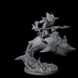 Dripping Sahuagin Warrior riding Shark A Miniature for Dungeons and Dragons, Pathfinder or other TTRPGs