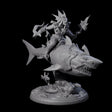Dripping Sahuagin Warrior riding Shark D Miniature for Dungeons and Dragons, Pathfinder or other TTRPGs