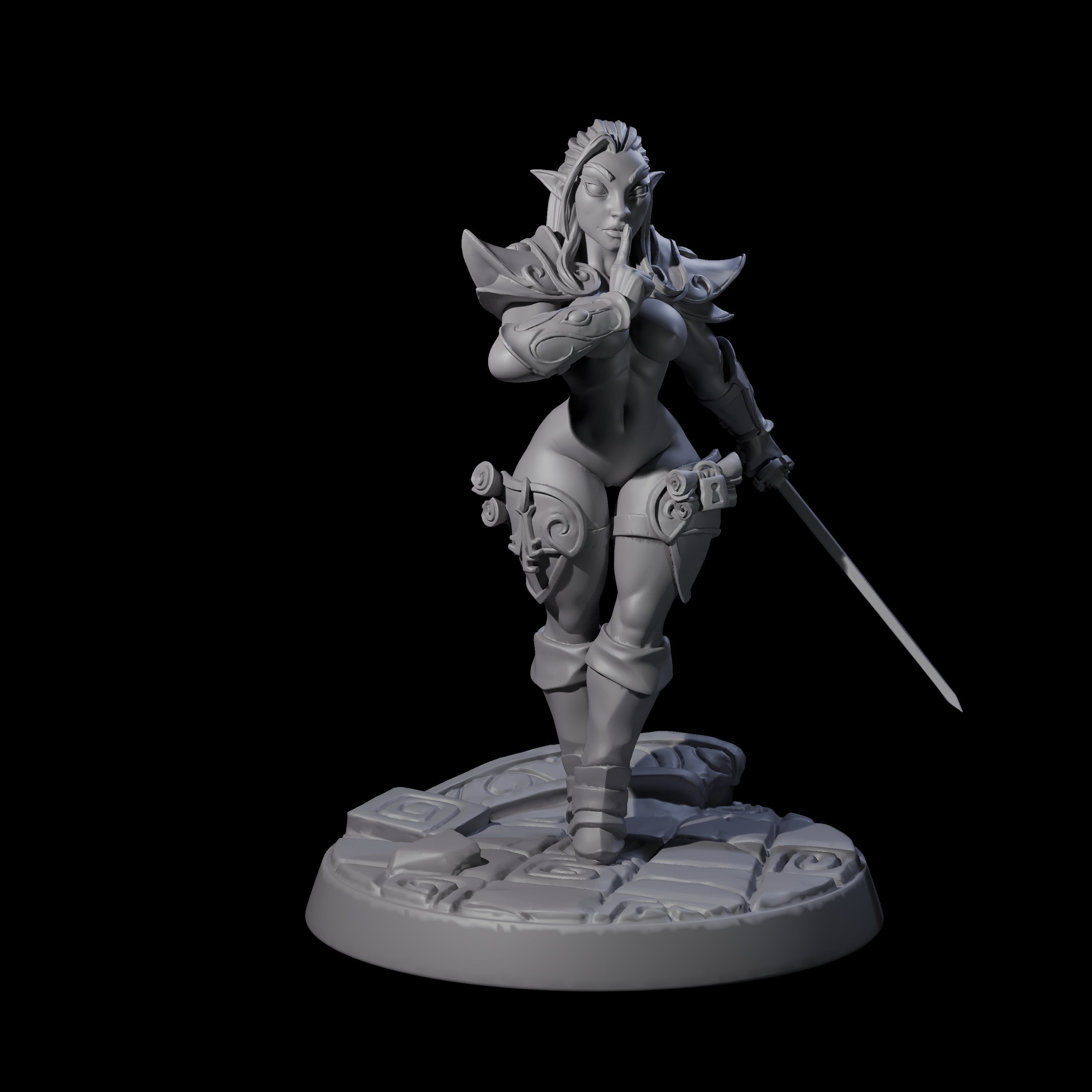 Drow Swordmaster Pin-up Miniature for Dungeons and Dragons, Pathfinder or other TTRPGs