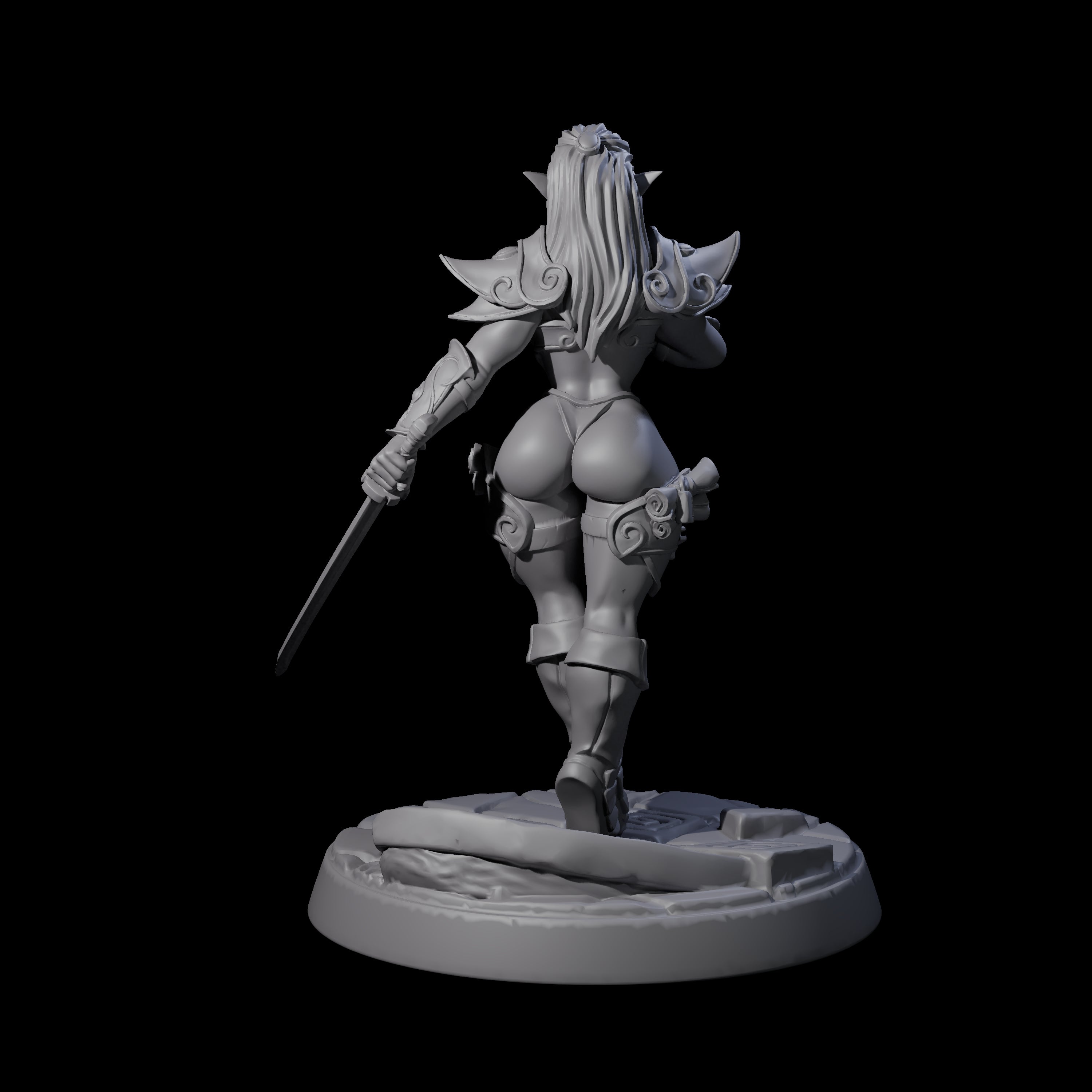 Drow Swordmaster Pin-up Miniature for Dungeons and Dragons, Pathfinder or other TTRPGs