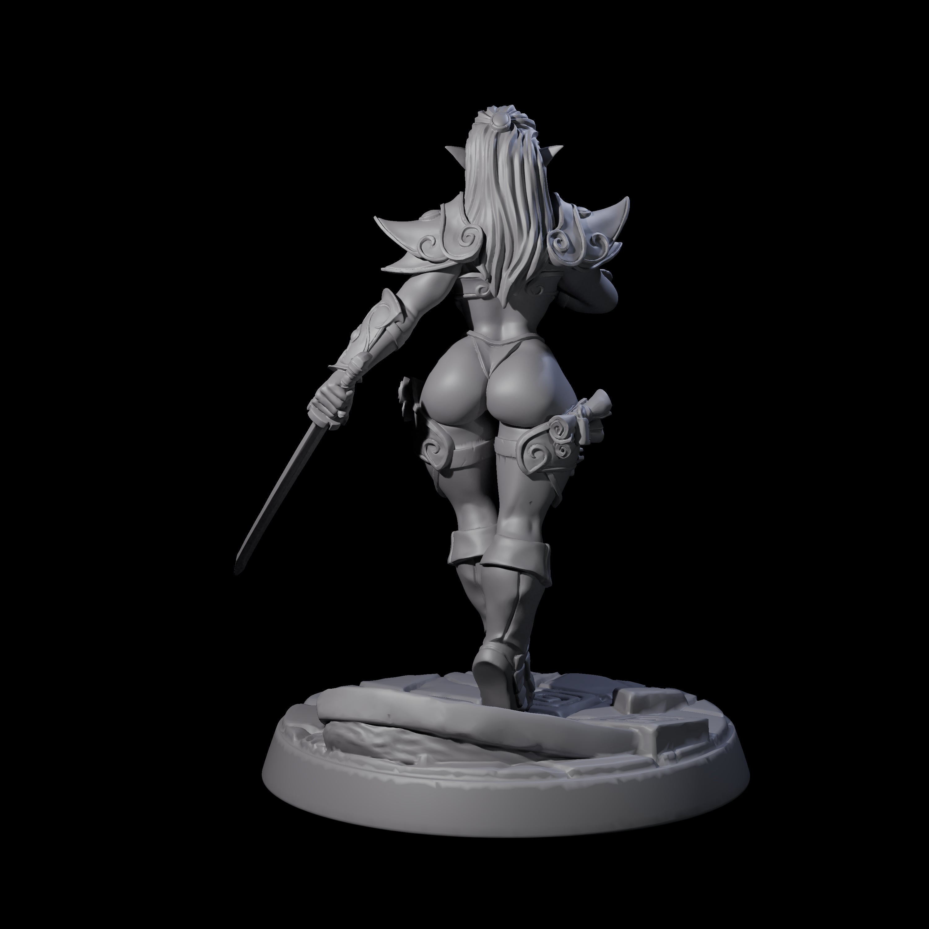 Drow Swordmaster Pin-up Miniature for Dungeons and Dragons, Pathfinder or other TTRPGs