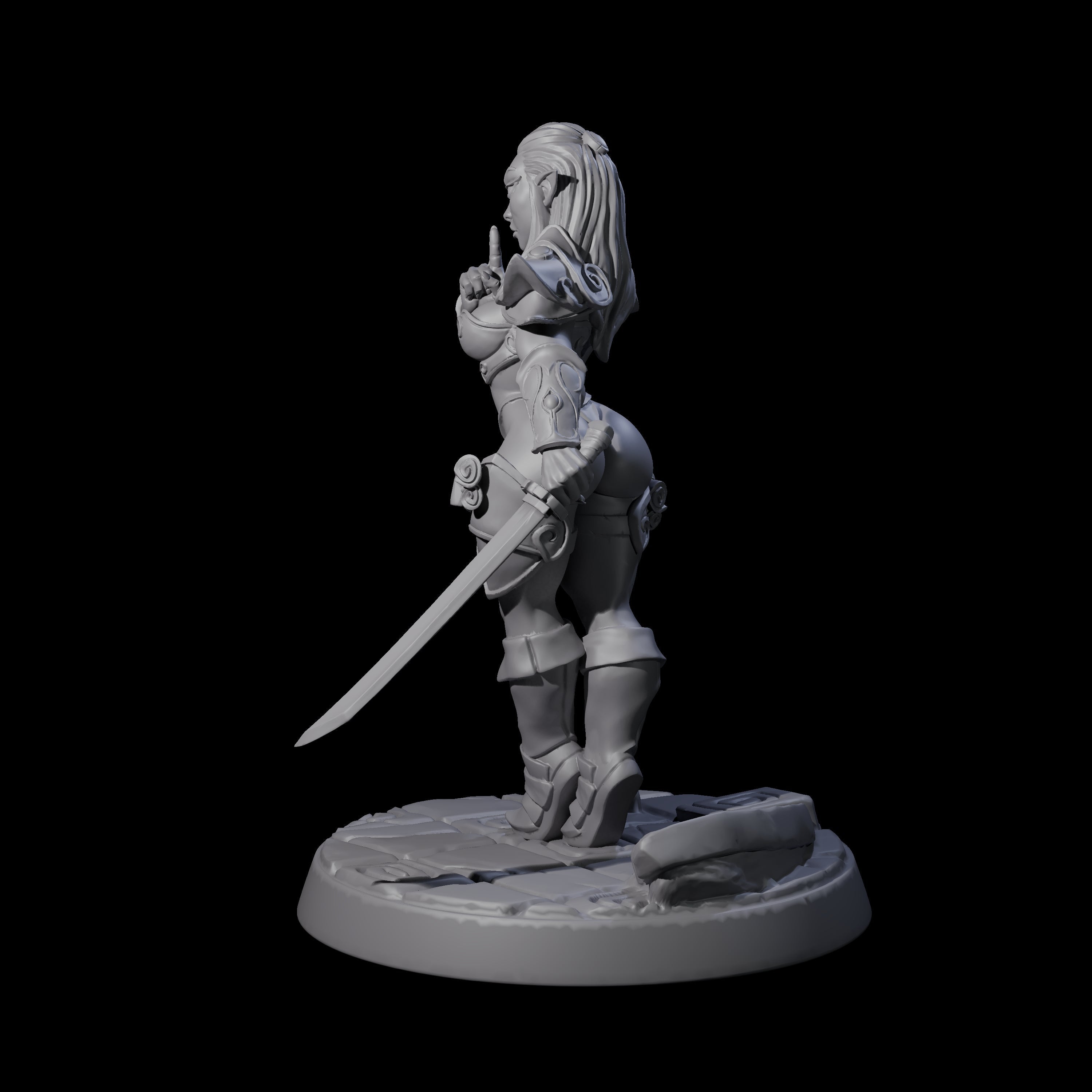 Drow Swordmaster Pin-up Miniature for Dungeons and Dragons, Pathfinder or other TTRPGs