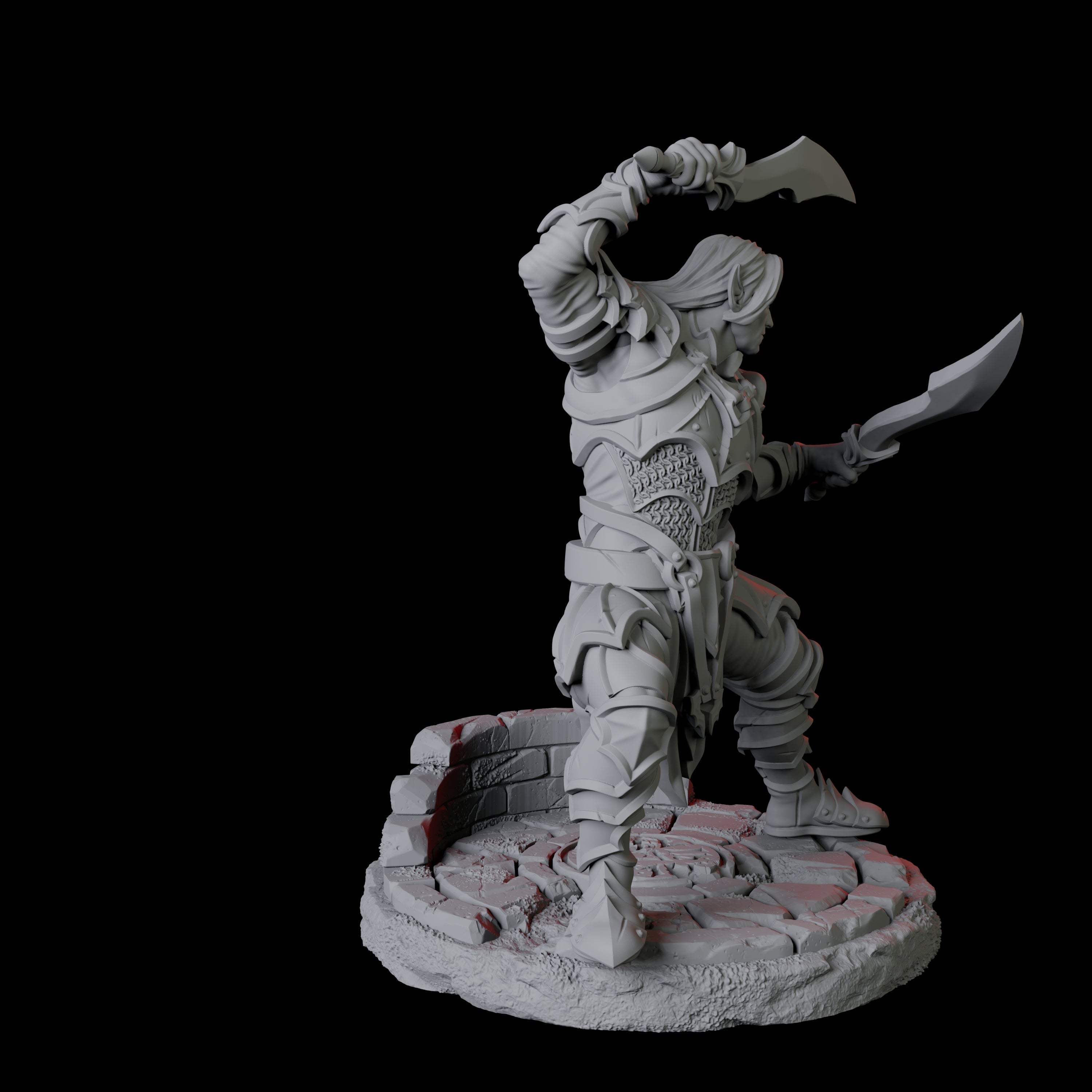 Two Dual Wielding Swordsman B Miniature for Dungeons and Dragons, Pathfinder or other TTRPGs