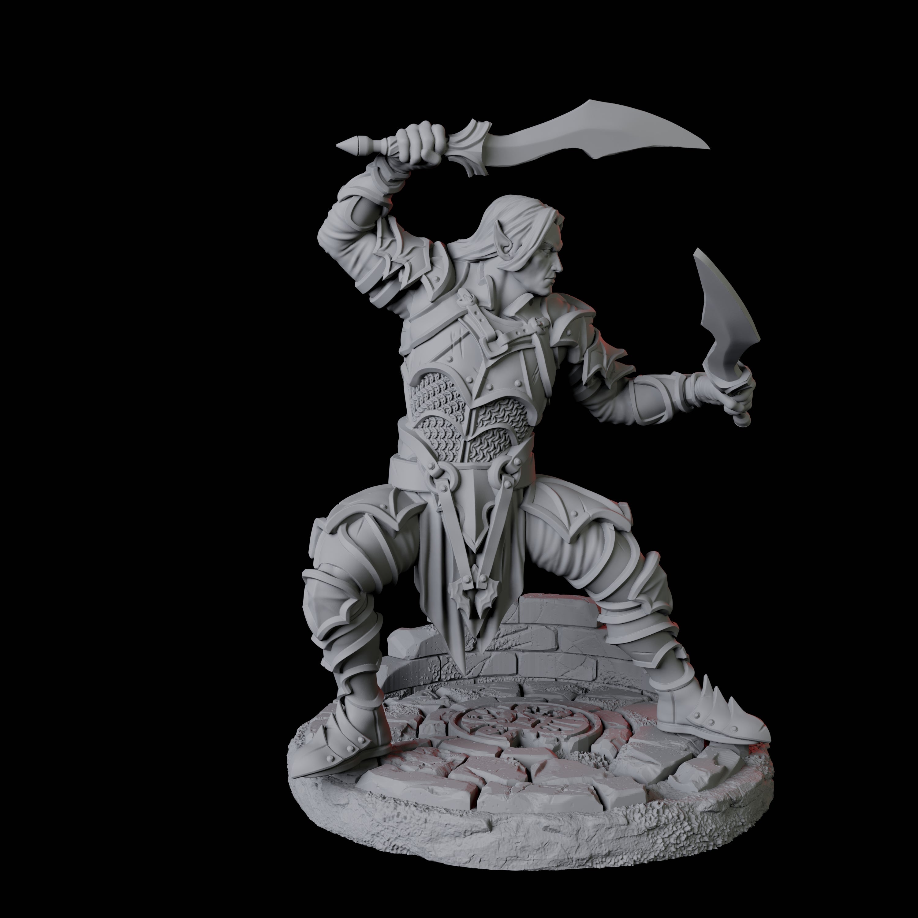 Two Dual Wielding Swordsman B Miniature for Dungeons and Dragons, Pathfinder or other TTRPGs