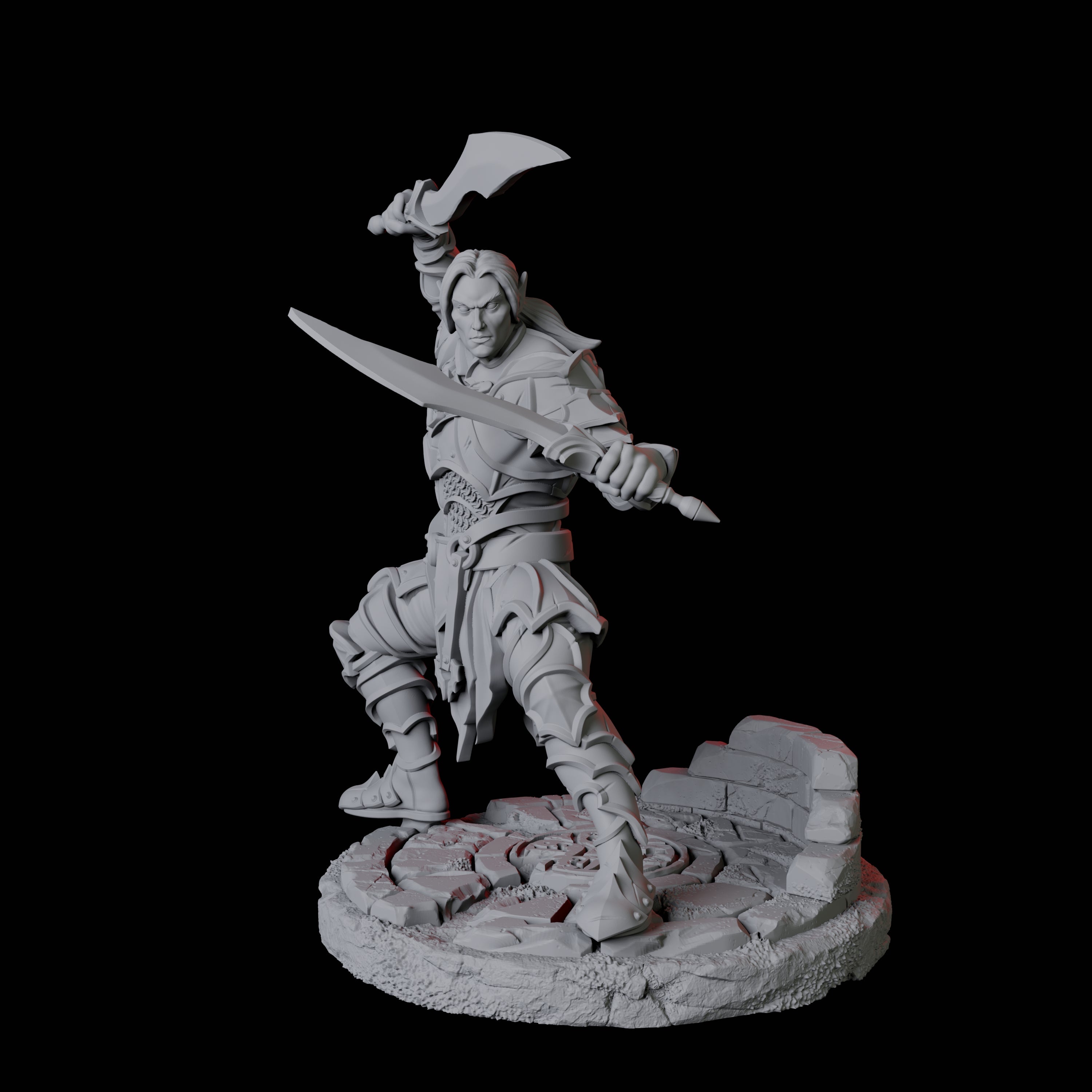 Two Dual Wielding Swordsman B Miniature for Dungeons and Dragons, Pathfinder or other TTRPGs