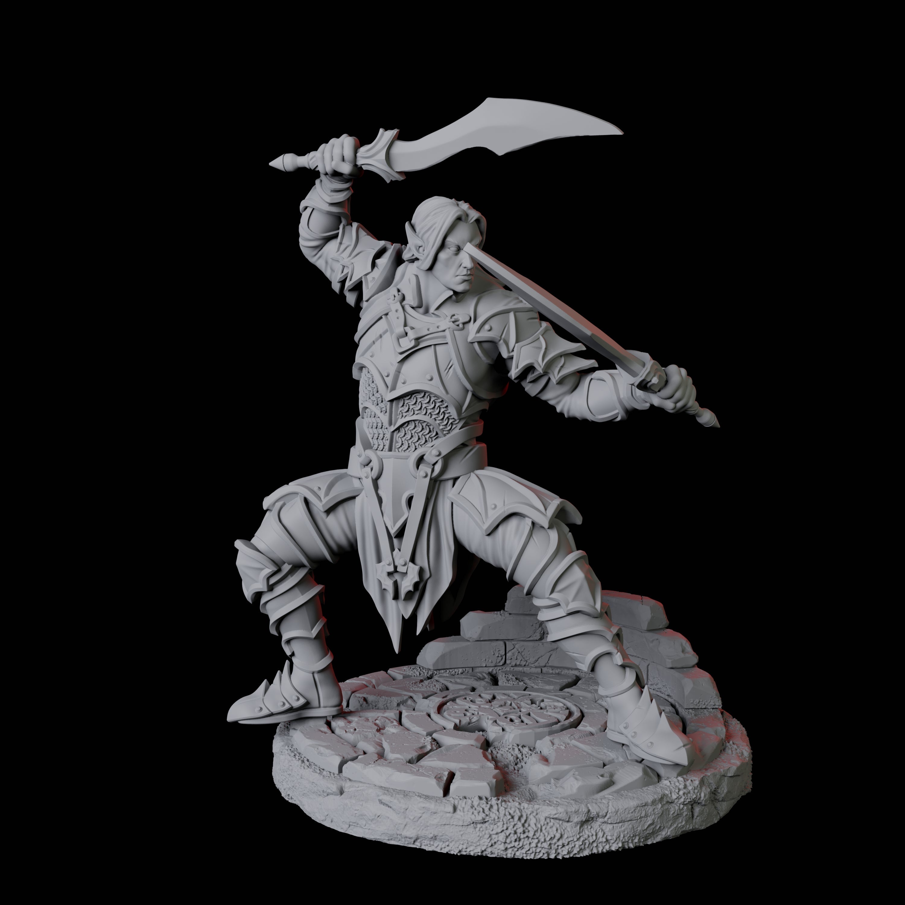 Two Dual Wielding Swordsman B Miniature for Dungeons and Dragons, Pathfinder or other TTRPGs