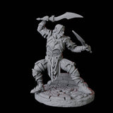 Two Dual Wielding Swordsman B Miniature for Dungeons and Dragons, Pathfinder or other TTRPGs