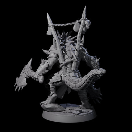 Duel Axe Lizardfolk Warrior Miniature for Dungeons and Dragons, Pathfinder or other TTRPGs