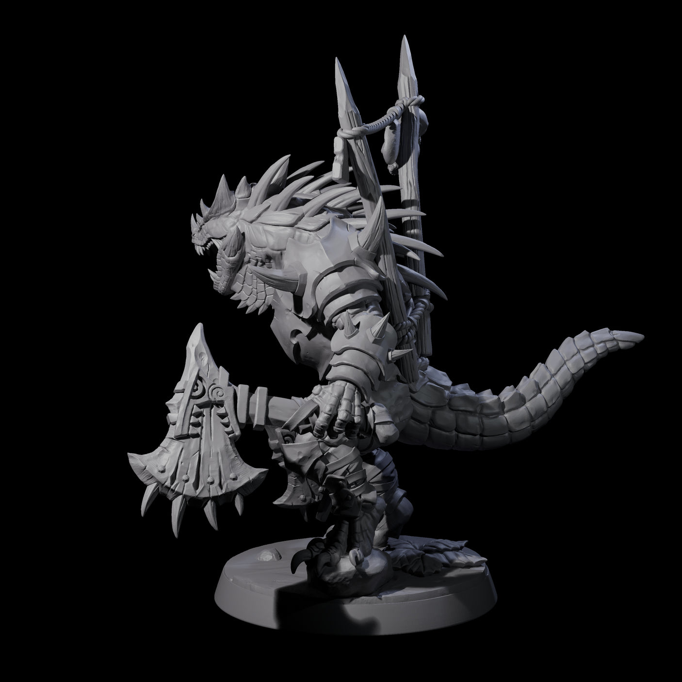 Duel Axe Lizardfolk Warrior Miniature for Dungeons and Dragons, Pathfinder or other TTRPGs