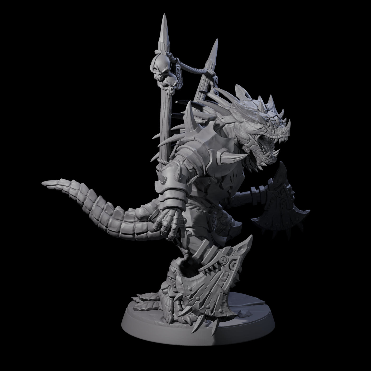 Duel Axe Lizardfolk Warrior Miniature for Dungeons and Dragons, Pathfinder or other TTRPGs
