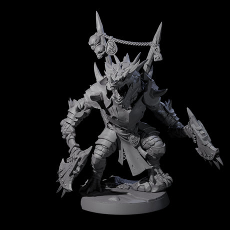Duel Axe Lizardfolk Warrior Miniature for Dungeons and Dragons, Pathfinder or other TTRPGs