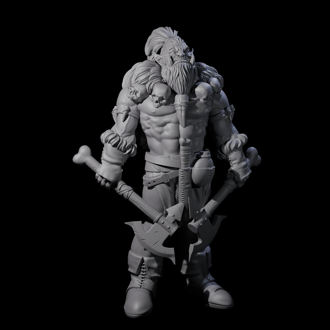 Duel Axe Orc Barbarian Miniature for Dungeons and Dragons, Pathfinder or other TTRPGs