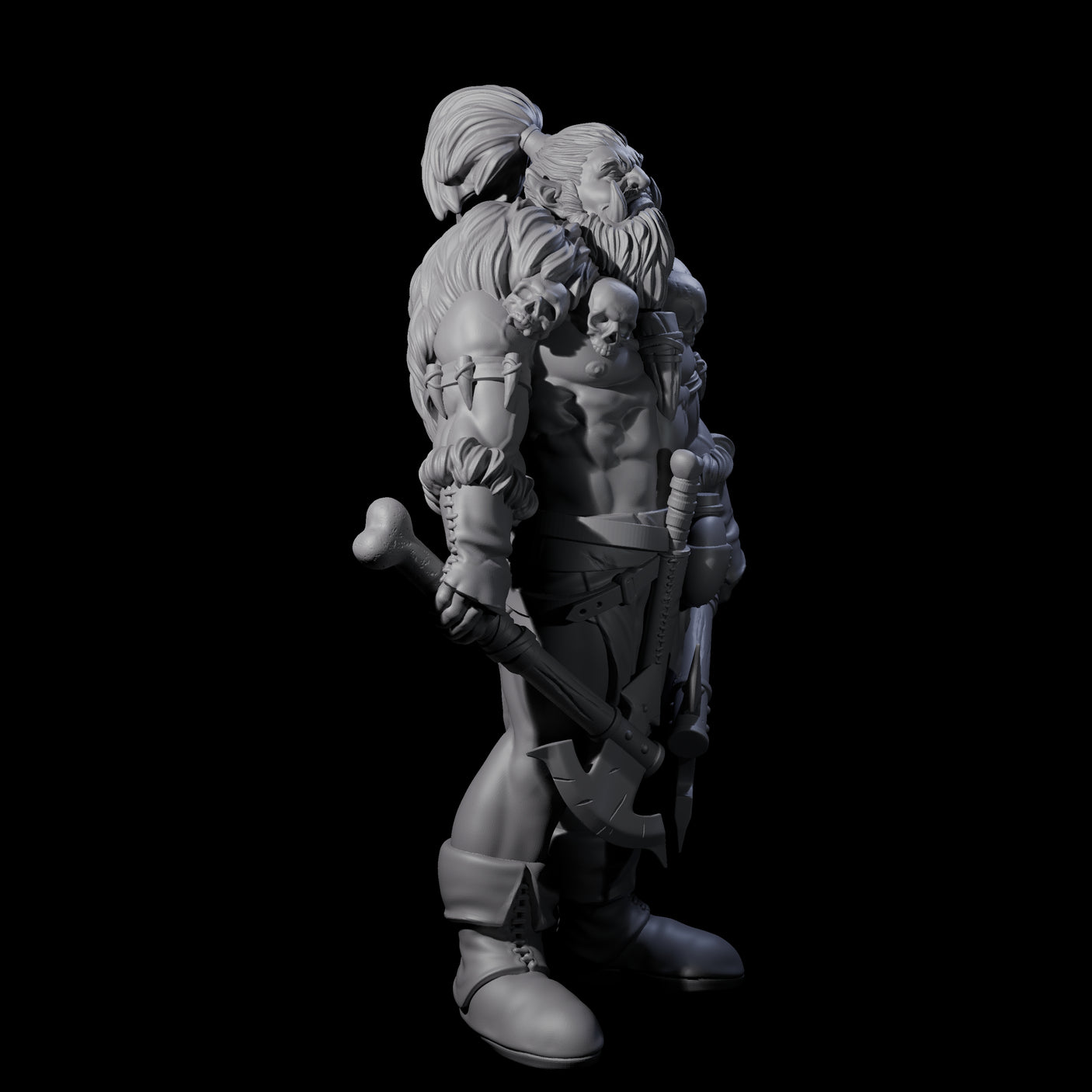 Duel Axe Orc Barbarian Miniature for Dungeons and Dragons, Pathfinder or other TTRPGs