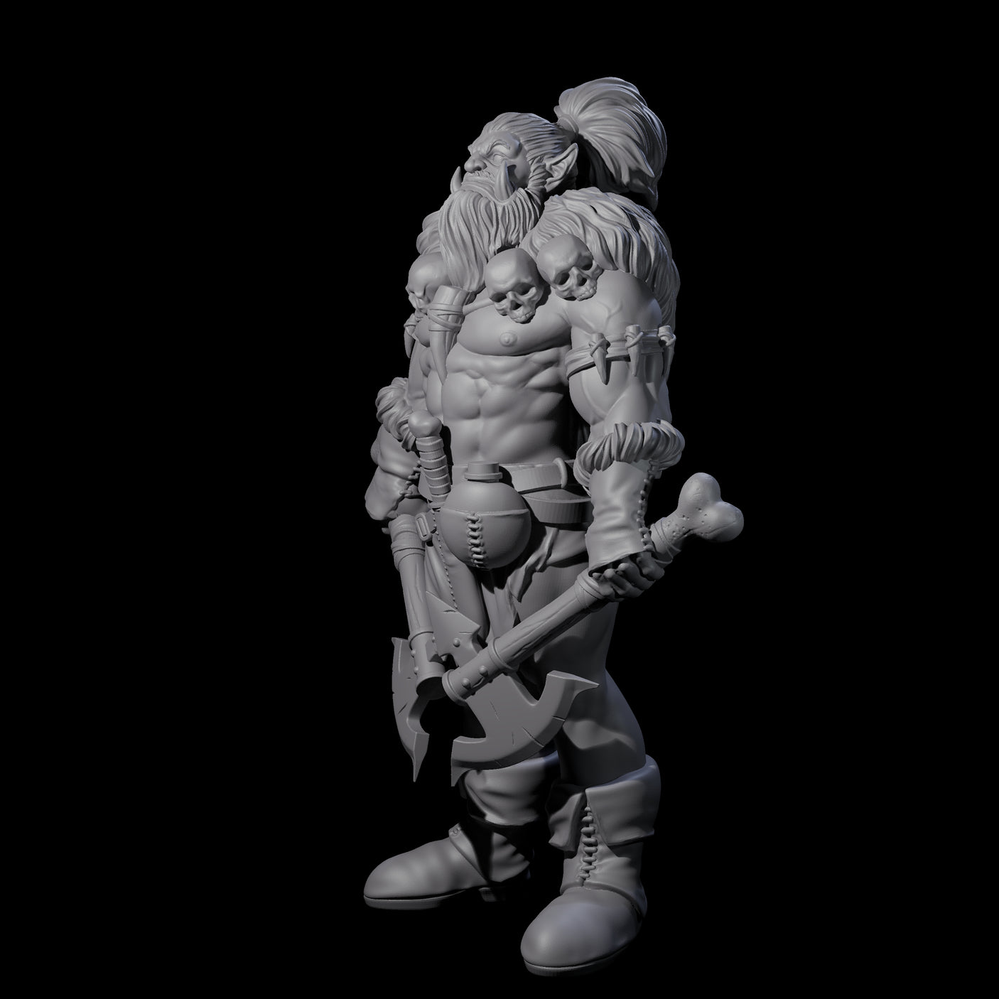 Duel Axe Orc Barbarian Miniature for Dungeons and Dragons, Pathfinder or other TTRPGs