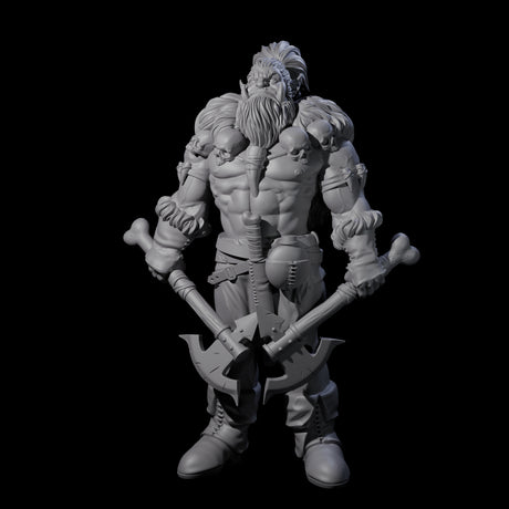 Duel Axe Orc Barbarian Miniature for Dungeons and Dragons, Pathfinder or other TTRPGs