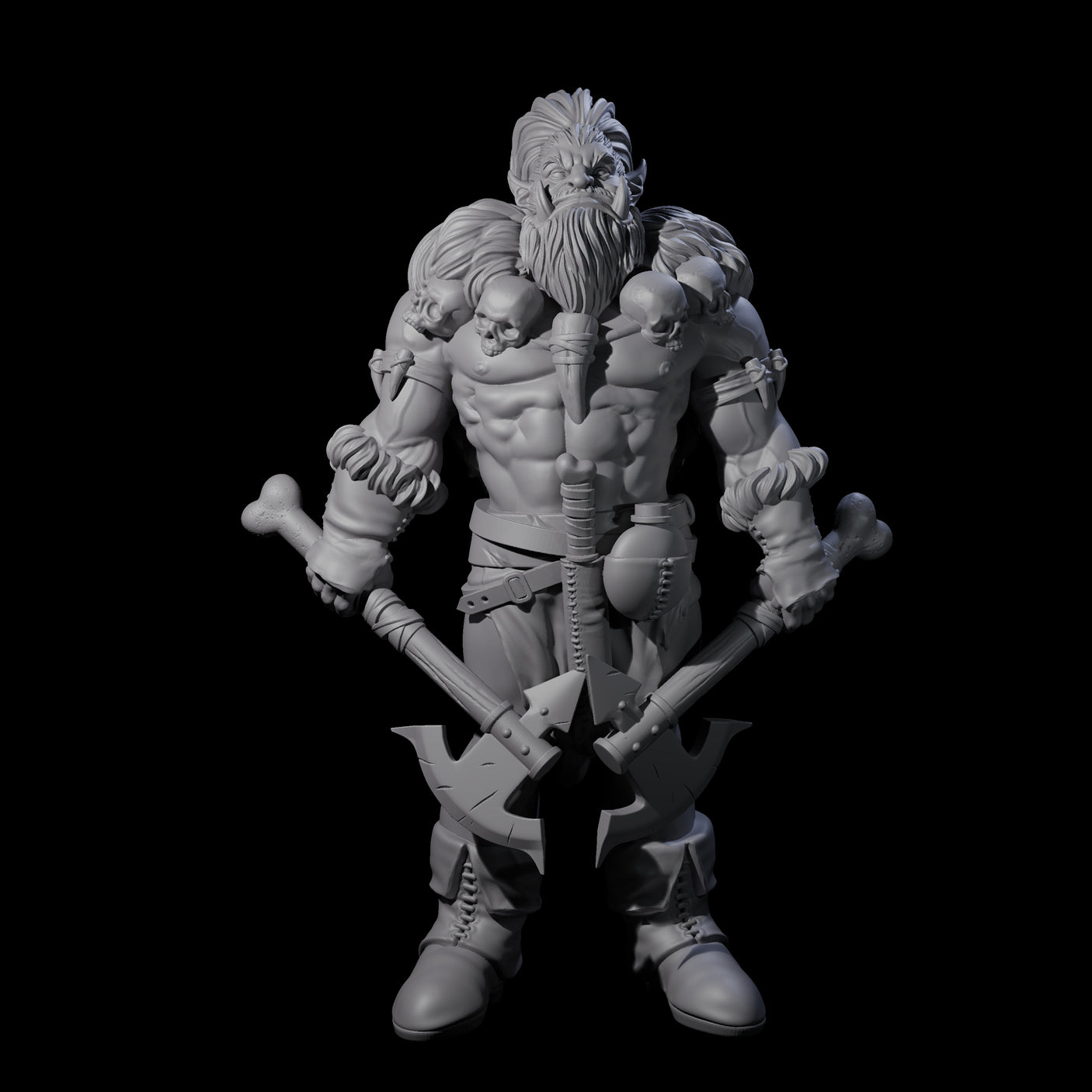 Duel Axe Orc Barbarian Miniature for Dungeons and Dragons, Pathfinder or other TTRPGs