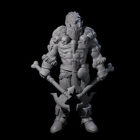 Duel Axe Orc Barbarian Miniature for Dungeons and Dragons, Pathfinder or other TTRPGs