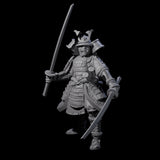 Duel Sword Wielding Samurai Miniature for Dungeons and Dragons, Pathfinder or other TTRPGs