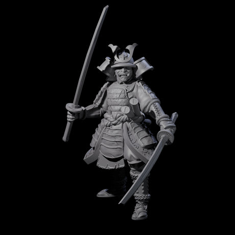Duel Sword Wielding Samurai Miniature for Dungeons and Dragons, Pathfinder or other TTRPGs