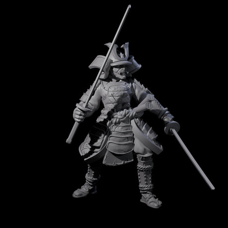 Duel Sword Wielding Samurai Miniature for Dungeons and Dragons, Pathfinder or other TTRPGs